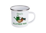 white enamel allotment mug which can be personalised 